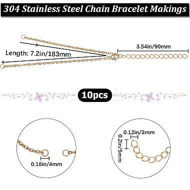 beebeecraft 10pcs 304 fabrication de bracelets en chaîne torsadée en acier inoxydable(AJEW-BBC0002-11)-2