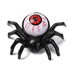 Halloween Resin Spider with Scary Eyeball LED Light Figurines Ornament, for Halloween Party Decoration, Built-in Battery, Black, 73x88x32mm(AJEW-Z036-01A)
