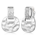 Alloy Clip-on Earrings, Wavy Flat Round, Platinum, 34x26mm(FS-WGC4BAE-02)