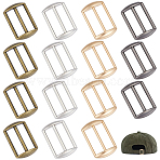 32Pcs 4 Colors Alloy Tri-Glide Adjuster Buckles, Adjustable Buckle Fasteners, for Strap Leathercraft Bag Belt, Rectangle, Mixed Color, 21.5~25x13~15.5mm, Hole: 17~17.5mm, 8pcs/color(FIND-GA0008-45)