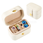1Pc Rectangle PU Imitation Leather Jewelry Storage Boxes, Portable Travel Case with Snap Clasp, for Ring Earring Holder, Gift for Women, Floral White, 3.9x6.5x4.7cm(PAAG-TA0001-01A)