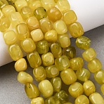 Natural Korea Olive Jade Nuggets Beads Strands, Tumbled Stone, 6~13x6~9x6~8mm, Hole: 1.5mm, about 45~47pcs/strand, 15.16~15.35''(38.5~39cm)(G-T150-A02-02)