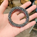 Sparkle Glass Beads Hair Ties, Elastic Hairbands for Women, Gray, 70mm(PW-WG89862-11)
