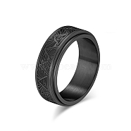 Eye Pattern Titanium Steel Rotating Finger Ring, Fidget Spinner Ring for Calming Worry Meditation, Black, US Size 8(18.1mm)(PW-WG69410-14)