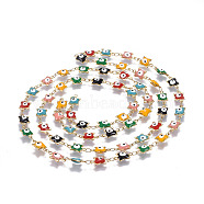 304 Stainless Steel Enamel Chains, Soldered, Butterfly with Evil Eye, Golden, Colorful, 11.5x6.5x2.5~3mm(CHS-P006-05G)