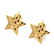 304 Stainless Steel Stud Earring Findings, Star, Real 18K Gold Plated, 16x17mm, Hole: 1mm, Pin: 0.8mm(STAS-Z047-13G)