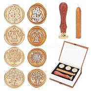 CRASPIRE Sealing Wax Particles Kits for Retro Seal Stamp, with Brass Wax Seal Stamp Head, Pear Wood Handle, Sealing Wax Sticks, Mixed Color, 11.9x9.4x0.42cm, 6pcs/box(DIY-CP0004-12)