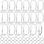 50Pcs 304 Stainless Steel Leverback Earring Findings, with Loop, Flower, with 100Pcs Jump Rings, for DIY Earring Makings, Stainless Steel Color, 19.5x10mm, Hole: 2mm, Pin: 0.7mm(DIY-BBC0001-59)