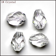 K9 Glass, Imitation Austrian Crystal Beads, Grade AAA, Faceted, Bicone, Clear, 10x13mm, Hole: 0.9~1mm(SWAR-F077-13x10mm-01)