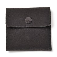 Square Velvet Jewelry Bags, with Snap Fastener, Black, 10x10x1cm(X1-TP-B001-01B-05)