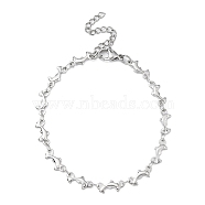 304 Stainless Steel Dolphin Link Chain Bracelet, Stainless Steel Color, 7-1/8 inch(18cm)(BJEW-JB09893)