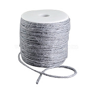 Colored Jute Cord, Jute String, Jute Twine, 3-Ply, for Jewelry Making, Light Grey, 2mm, about 109.36 yards(100m)/roll(OCOR-R008-2mm-003)
