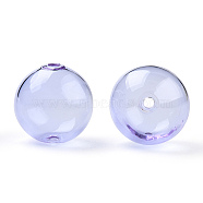 Transparent Blow High Borosilicate Glass Globe Beads, Round, for DIY Wish Bottle Pendant Glass Beads, Lilac, 18x17mm, Hole: 2mm(X-GLAA-T003-09B)