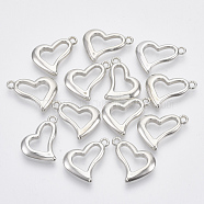Plating ABS Plastic Pendants, Heart, Platinum, 17x22x3mm, Hole: 1.8mm(KY-N007-12)