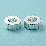 201 Stainless Steel Corrugated Beads, Flat Round, Silver, 8x3mm, Hole: 2.2mm(STAS-A057-02C-S)