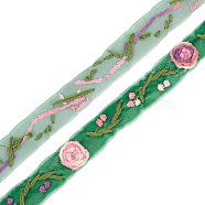 Polyester Ribbons, Flower, Medium Sea Green, 5/8 inch(15.5mm)(SRIB-WH0011-078A)