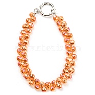 Glass Beaded Mobile Straps, Multifunctional Chain, with Iron Spring Gate Ring, Dark Orange, 302~306x14.5mm(HJEW-E010-01P-02)