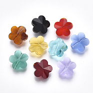 Transparent Glass Beads, Faceted, Flower, Mixed Color, 10x10x6.5mm, Hole: 1mm(GLAA-Q078-03B)
