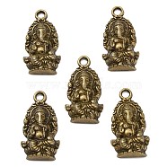 Tibetan Style Alloy Pendants, Hindu Elephant God Lord Ganesh Statue, Cadmium Free & Nickel Free & Lead Free, Antique Bronze, 26.5x14x5mm, Hole: 2mm, about 388pcs/874g(TIBEP-T002-38AB-NR)