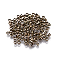Brass Crimp Beads, Cadmium Free & Nickel Free & Lead Free, Rondelle, Antique Bronze, 4mm, Hole: 3mm, about 266pcs/20g(X-E002-4mm-AB-NF)