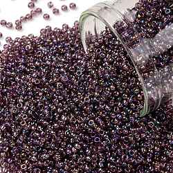 TOHO Round Seed Beads, Japanese Seed Beads, (166B) Transparent AB Medium Amethyst, 15/0, 1.5mm, Hole: 0.7mm, about 3000pcs/10g(X-SEED-TR15-0166B)