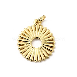 Brass Pendants, Long-Lasting Plated, Lead Free & Cadmium Free, Rack Plating, with Jump Ring, Flat Round, 18x15.5x1.5mm, Hole: 3mm(KK-I364-14G-01)