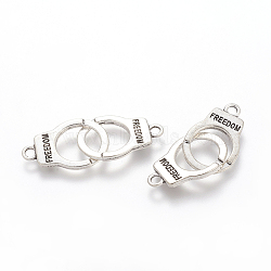 Tibetan Style Alloy Handcuff with Freedom Links connectors, Cadmium Free & Nickel Free & Lead Free, Antique Silver, 39x15x2mm, Hole: 2mm(TIBE-S236-AS-FF)