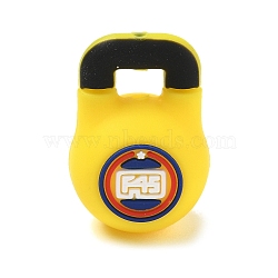 Gym Equipment Theme Silicone Focal Bead, Kettlebell, Yellow, 30x21x17.5mm, Hole: 3mm(SL-CBAE849-03C)