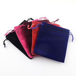 Rectangle Velvet Pouches, Gift Bags, Mixed Color, 9x7cm(TP-R002-7x9-M)