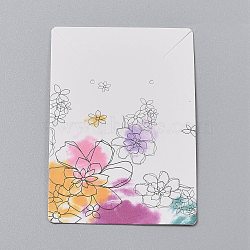 Cardboard Jewelry Display Cards, for Hanging Earring & Necklace Display, Rectangle, Colorful, Flower Pattern, 9x6x0.05cm, Hole: 0.2cm(X-CDIS-H002-03-10)