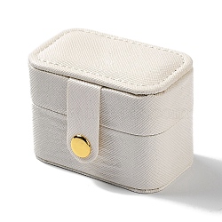 Rectangle PU Leather Jewelry Ring Storage Boxes, Travel Portable 4 Ring Cases, White, 3.8x6.4x4.75cm(CON-K002-06D)