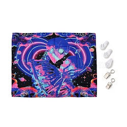 UV Reactive Blacklight Tapestry, Polyester Decorative Wall Tapestry, for Home Decoration, Rectangle, Skull Pattern, 950x750x0.5mm(HJEW-F015-01M)