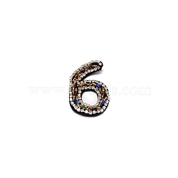 Number Colorful Rhinestone Patches, Sew on Appliques, Costume Accessories, for Clothes, Bag Pants, Shoes, Cellphone Case, Num.6, 51x33x6mm(DIY-WH0308-25F)