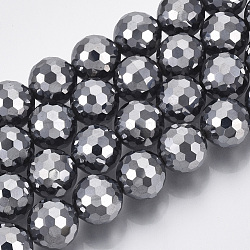 Terahertz Stone Beads Strands, Faceted(128 Facets), Round, 10mm, Hole: 1mm, about 38pcs/strand, 14.96 inch(38cm)(G-R462-042B)