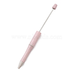 Plastic Beadable Pen, Ball-Point Pen with Steel Pole, for DIY Personalized Pen with Jewelry Beads, Pink, 147x11mm(AJEW-Q002-01A)