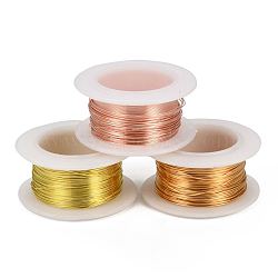 Round Copper Jewelry Wire, Lead Free & Cadmium Free & Nickel Free, Long-Lasting Plated, with Spool, Mixed Color, 22 Gauge, 0.6mm, about 19.68 Feet(6m)/roll(CWIR-I002-0.6mm-M-NR)