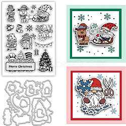 1 Sheet PVC Plastic Stamps, with 1Pc Christmas Theme Carbon Steel Cutting Dies Stencils, for DIY Scrapbooking, Photo Album Decorative, Cards Making, Stamp Sheets, Matte Platinum Color, 12~16x11~11.2x0.08~0.3cm(DIY-BC0005-55)