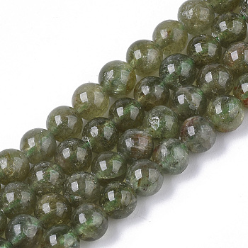 Natural Green Garnet Beads Strands, Andradite Beads, Round, 6mm, Hole: 1mm, about 67pcs/strand, 16.14 inch(41cm)
