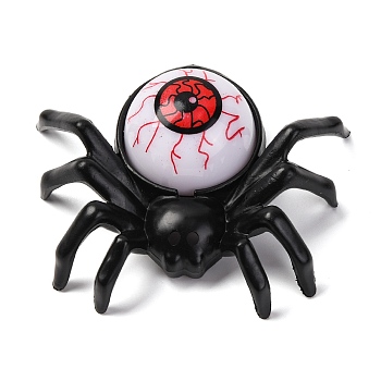 Halloween Resin Spider with Scary Eyeball LED Light Figurines Ornament, for Halloween Party Decoration, Built-in Battery, Black, 73x88x32mm