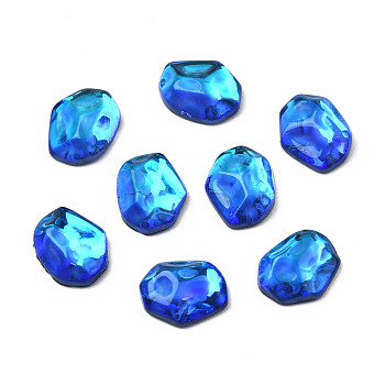Glass Rhinestone Cabochons, Nail Art Decoration Accessories, Nuggets, Blue, 10x8x3.5mm