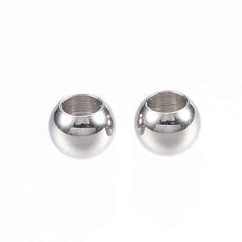 304 Stainless Steel Beads, Rondelle, Stainless Steel Color, 4x3mm, Hole: 2mm