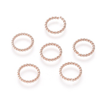304 Stainless Steel Jump Rings, Open Jump Rings, Twisted, Rose Gold, 12x1.5mm, Inner Diameter: 9mm