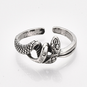 Alloy Cuff Finger Rings, Snake, Antique Silver, US Size 9 3/4(19.5mm)