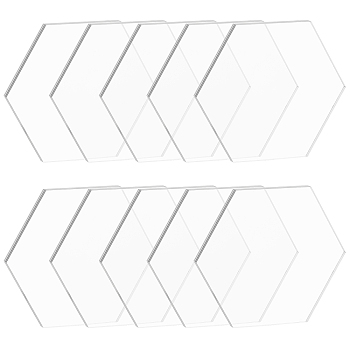 BENECREAT Acrylic Board, Hexagon, Clear, 60x69.5x3mm