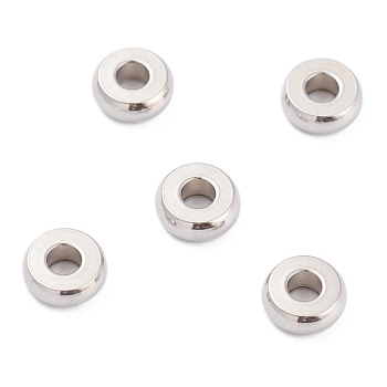 202 Stainless Steel Spacer Beads, Flat Round, Stainless Steel Color, 5x2mm, Hole: 1.8mm