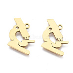 Ion Plating(IP) 201 Stainless Steel Pendants, Laser Cut, Microscope, Golden, 15.5x15.5x1mm, Hole: 1.4mm(STAS-T044-241G)