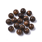 Natural Sandalwood Beads, Waxed, Undyed, Round, for Mala Bead Bracelet Making, Coconut Brown, 8mm, Hole: 1.5mm, about 1850pcs/500g(WOOD-R266-04-8mm)