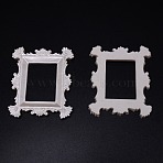 Retro Photo Frames, Resin Flower Frames, Small Family Photo Holders, for Pictures Embossed Photo Props Wall Decor Accessories, Rectangle, White, 100x83x10mm, Inner Diameter: 54.5x39.5mm(AJEW-WH0231-39A)