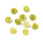 Synthetic Coral Dyed Carved Beads, Flower, Yellow Green, 11.5x8.5~9.5mm, Hole: 1.6mm(CORA-C004-03)