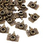 Metal Alloy Pendants, Cadmium Free & Lead Free, Camera, Antique Bronze, 13x13x5mm, Hole: 2mm(PALLOY-A15513-AB)